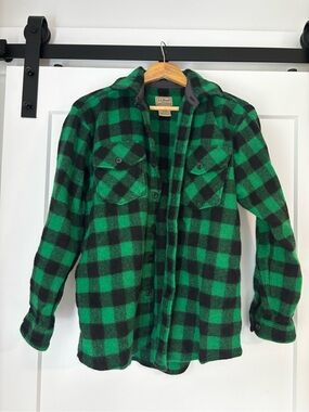 L.L. Bean Green & Black Buffalo Check Wool Shirt